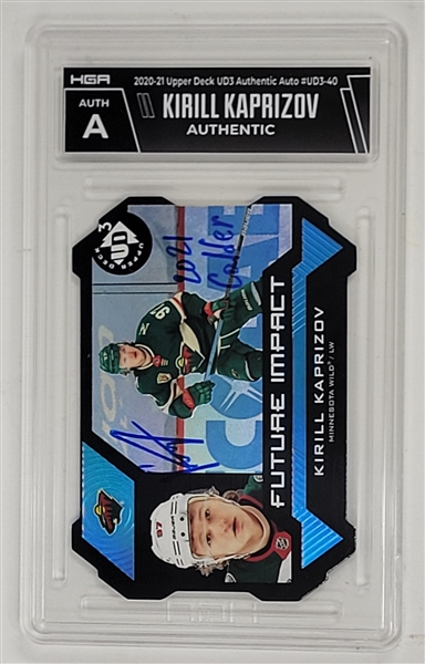 Kirill Kaprizov Autographed & Inscribed 2020-21 Upper Deck UD3 #UD3-40 Rookie Card HGA Auth A