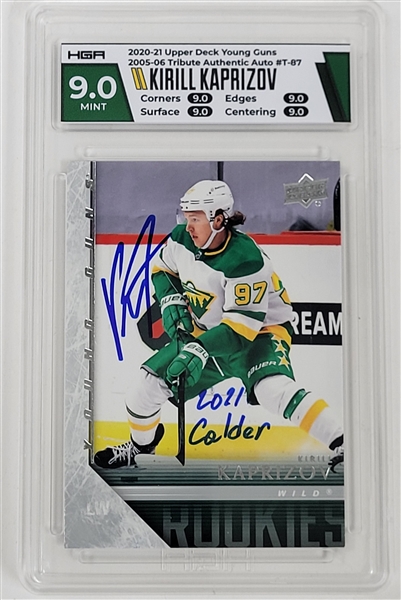 Kirill Kaprizov Autographed & Inscribed 2020-21 Upper Deck Young Guns #T-87 Rookie Card HGA 9
