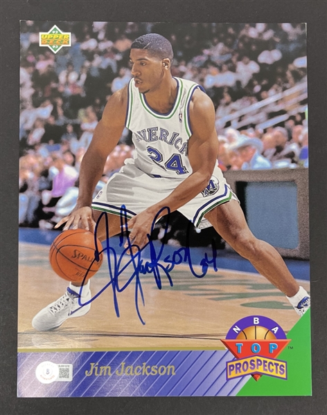 Jim Jackson Autographed 8.5x11 1992-93 Upper Deck Card LE #930/1000 Beckett