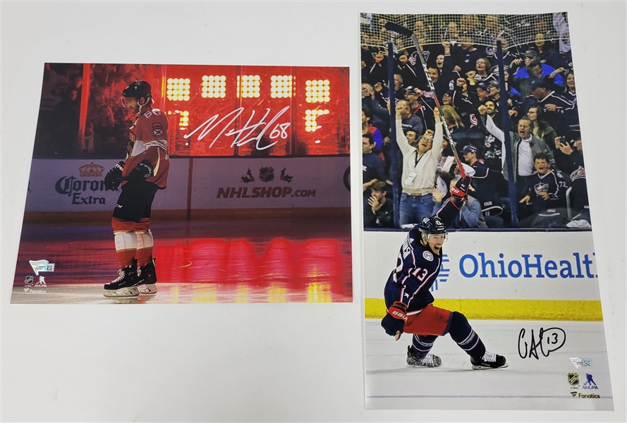 Lot of 2 Cam Atkinson & Mike Hoffman Autographed Photos 