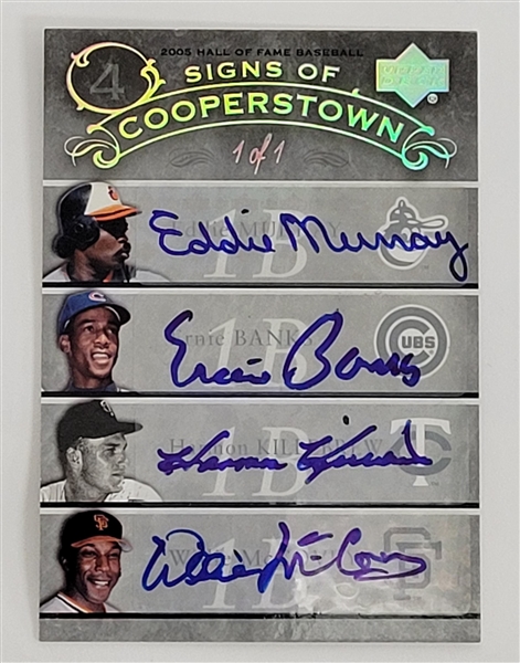 Eddie Murray/Ernie Banks/Harmon Killebrew/Willie McCovey Autographed 2005 Signs of Cooperstown 1 of 1 Card