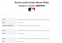 Sean Doolittle Framed 2019 World Series Game Used Locker Room Nameplate MLB