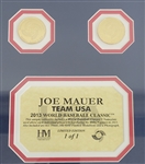 Joe Mauer Framed 2013 WBC Game Used Locker Room Nameplate MLB