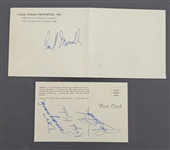 Don Maynard, Earl Morrall, Ralph Baker, & John Schmitt Autographed Envelope & Postcard