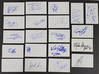Lot of 57 Football & Baseball Players Autographed Index Cards