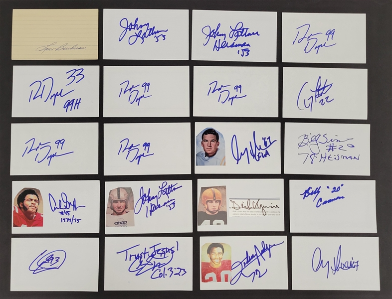 Lot of 56 Football & Baseball Players Autographed Index Cards