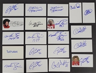 Lot of 56 Football & Baseball Players Autographed Index Cards