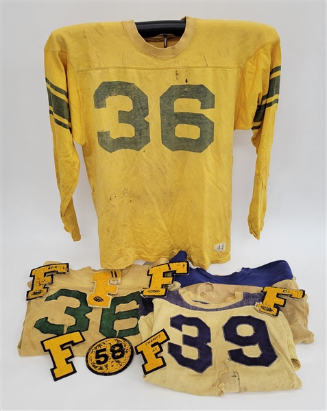 Lot of 4 Kenny Stabler/Teammates Game Used High School Football Jerseys & Letter Patches w/ Provenance