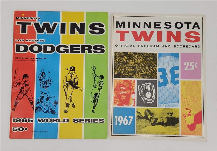 Lot of 2 Vintage Minnesota Twins Official Programs w/ 1965 World Series