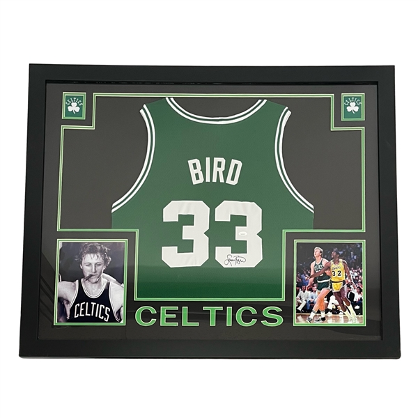 Larry Bird Autographed & Framed Custom Jersey JSA