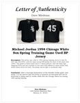 Michael Jordan 1994 Chicago White Sox Spring Training BP Used Jersey w/ Dave Miedema LOA