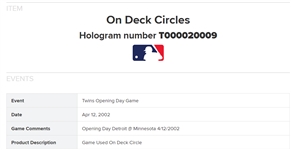 2002 Minnesota Twins Team Signed & Game Used Opening Day On-Deck Circle MLB