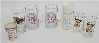 Lot of 7 Minnesota Twins Commemorative Glasses & Mugs