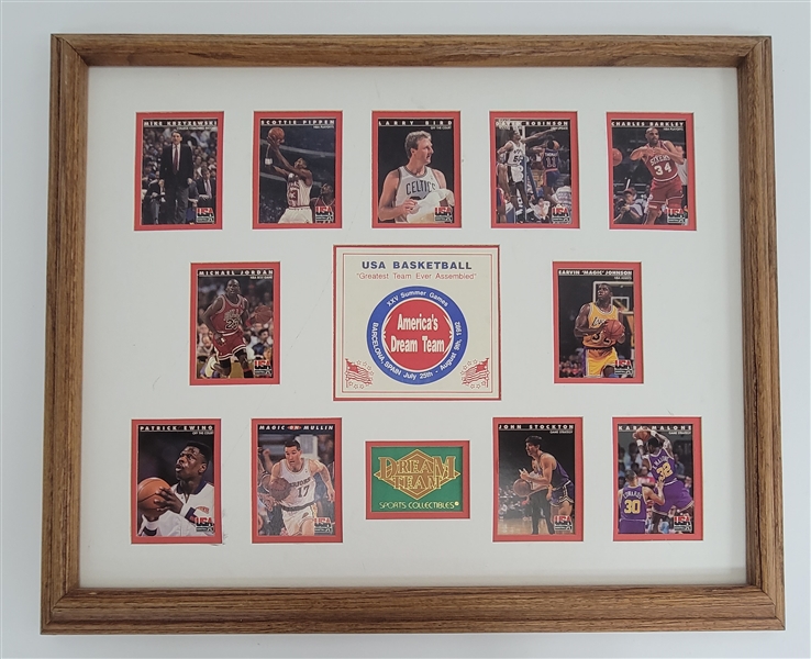 1992 Team USA “Dream Team” Olympic Basketball Card Display Owned by Bert Blyleven - w/Blyleven Signed Letter of Provenance