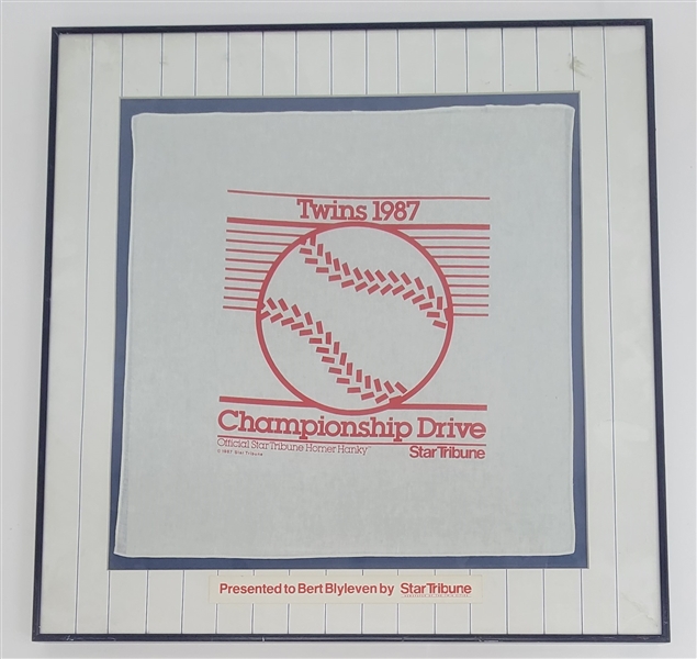 Lot Detail Bert Blyleven Championship Drive Homer Hanky Presented To Him By Star Tribune