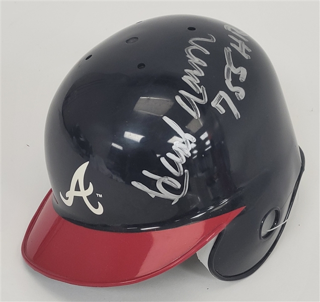 Hank Aaron Autographed & Inscribed Atlanta Braves Mini Batting Helmet w/ JSA LOA