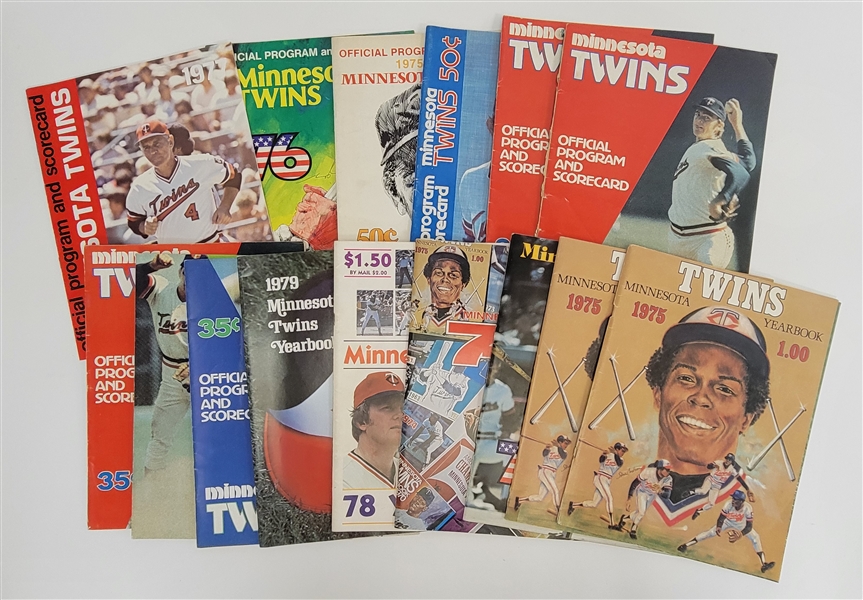 Lot of 15 Vintage Minnesota Twins Official Programs & Yearbooks