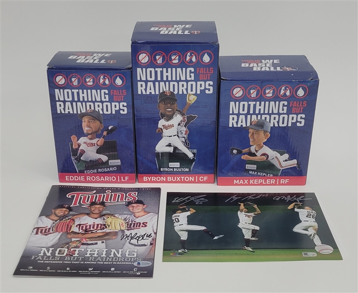 Minnesota Twins Nothing Falls But Raindrops Collection w/ Autographed Photo, Magazine, & Bobbleheads