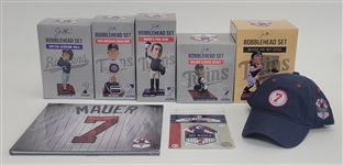 Joe Mauer Collection w/ Bobbleheads, Book, Patch, & Hat