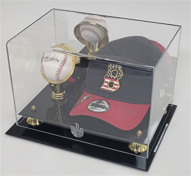 Kevin Youkilis Autographed 2007 World Series Baseball & Hat w/ Case