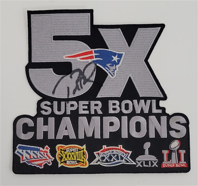 Tom Brady Autographed 5X Super Bowl Champions Patch w/ Beckett LOA & Letter of Provenance