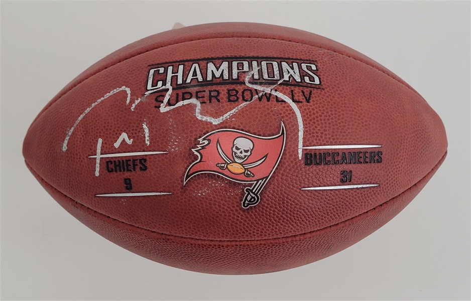 Tom Brady Autographed Super Bowl LV "The Duke" Football w/ Score Beckett LOA & Letter of Provenance