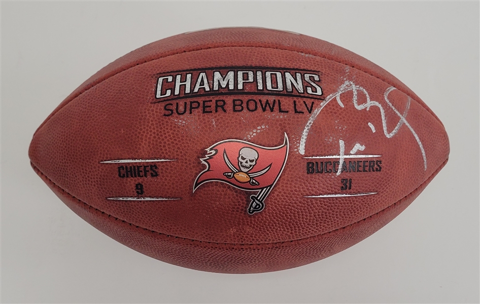Tom Brady Autographed Super Bowl LV "The Duke" Football w/ Score Beckett LOA & Letter of Provenance