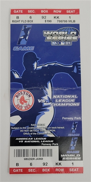 2004 Boston Red Sox World Series Game 1 Full Ticket