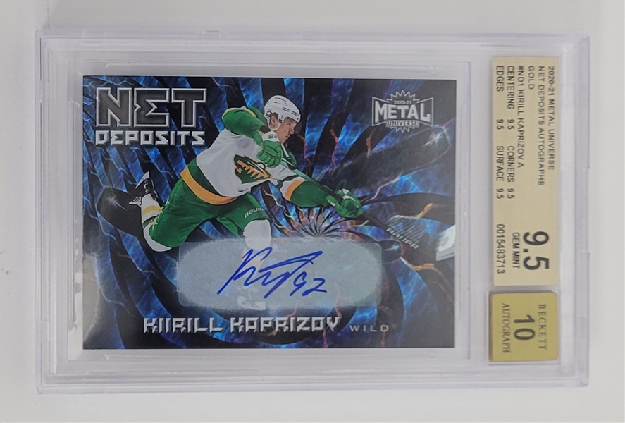 Kirill Kaprizov 2020-21 Metal Universe Net Deposits Autographs #ND1 Rookie Card BGS 9.5 Auto 10