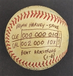 Bert Blyleven 1992 1st Win Final Season - Game Used Stat Baseball - May 30, 1992 - Angels vs Indians - Tied Tom Seaver in Strikeouts w/Blyleven Signed Letter of Provenance