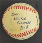 Bert Blyleven 1st Win of the 1987 Season Game Used Stat Baseball - April 12, 1987 - Twins vs Mariners - w/Blyleven Signed Letter of Provenance