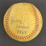 Bert Blyleven 1st Professional Shutout Rookie League 1969 Sarasota Twins Gulf Coast League Game Used Stat Baseball w/Blyleven Signed Letter of Provenance