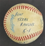 Bert Blyleven 15th Win 1985 Season Passed Don Drysdale and Vida Blue All Time Win List Game Used Final Out Stat Baseball w/Blyleven Signed Letter of Provenance