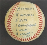 Bert Blyleven 15th Win 1985 Season Passed Don Drysdale and Vida Blue All Time Win List Game Used Final Out Stat Baseball w/Blyleven Signed Letter of Provenance