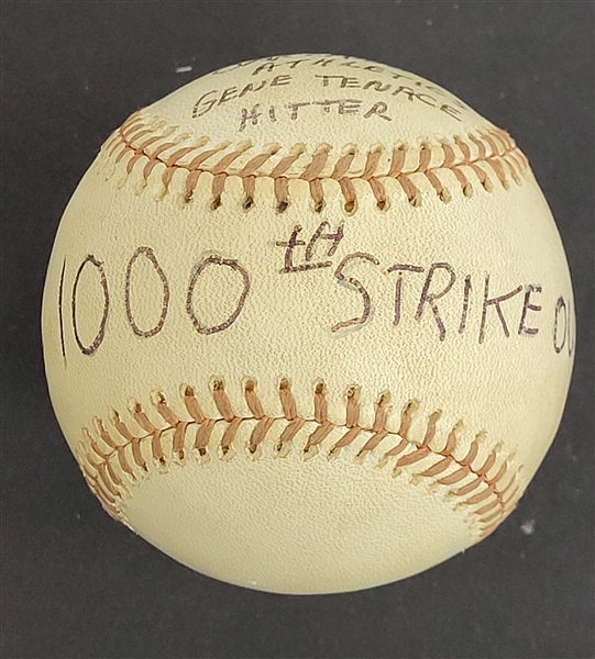 Bert Blyleven 1,000th Career Strikeout Actual Baseball August 5, 1974 w/Blyleven Signed Letter of Provenance