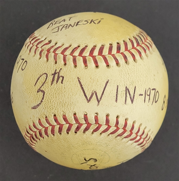 Bert Blyleven 3rd Career Win Game Used Final Out Stat Baseball June 27, 1970 Complete Game Twins vs White Sox w/Blyleven Signed Letter of Provenance