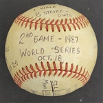 Bert Blyleven Game 2 1987 World Series Game Used Stat Baseball Twins vs Cardinals w/Blyleven Signed Letter of Provenance