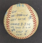 Bert Blyleven 3,509th Career Strikeout 6th All Time Passing Walter Johnson Actual Game Used Stat Baseball w/Blyleven Signed Letter of Provenance