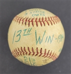 Bert Blyleven 13th Win of 1984 Season Cleveland Indians Game Used Stat Baseball w/Blyleven Signed Letter of Provenance