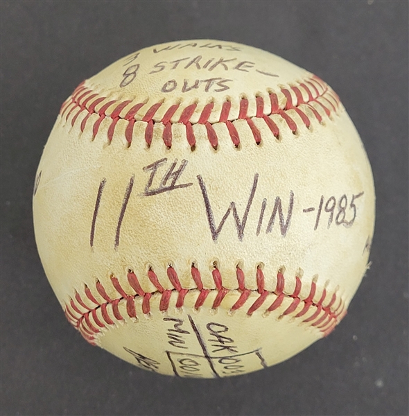 Bert Blyleven 11th Win of 1985 Season Minnesota Twins Complete Game Used Final Out Stat Baseball w/Blyleven Signed Letter of Provenance