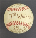 Bert Blyleven 17th Win Final of the 1986 Season Minnesota Twins Complete Game Used Final Out Stat Baseball w/Blyleven Signed Letter of Provenance