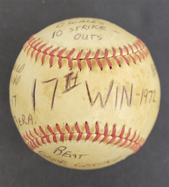 Bert Blyleven 17th Win Final of 1972 Season Minnesota Twins Game Used Stat Baseball w/Blyleven Signed Letter of Provenance