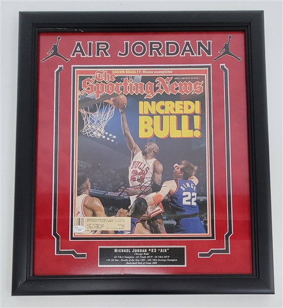 Michael Jordan Autographed & Framed "The Sporting News" Magazine w/ JSA LOA