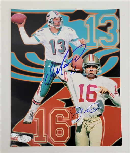 Dan Marino & Joe Montana Dual Autographed 8x10 Photo JSA