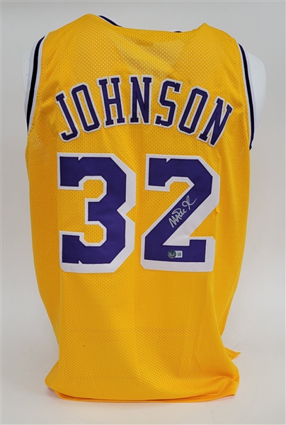 Magic Johnson Autographed Custom Jersey Beckett