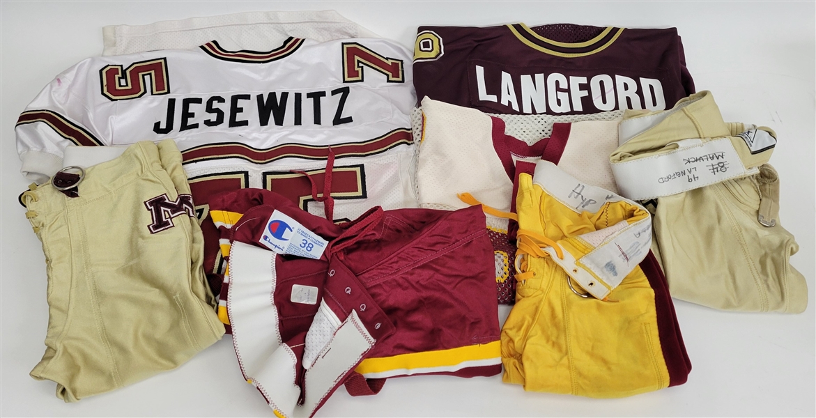 Lot of 2 Minnesota Gophers 1992 Game Worn Football Jerseys + 4 Pairs of Game Used Pants