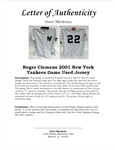 Roger Clemens 2001 New York Yankees Game Used Jersey w/ Dave Miedema LOA