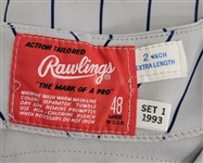 Bert Blyleven 1993 Road Uniform Set 1 Minnesota Twins Team Issued Jersey and Pants Last Uniform Issued to Him w/Blyleven Signed Letter of Provenance