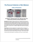 Bert Blyleven 1993 Road Uniform Set 1 Minnesota Twins Team Issued Jersey and Pants Last Uniform Issued to Him w/Blyleven Signed Letter of Provenance