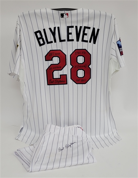 Bert Blyleven 2010 Minnesota Twins Inaugural Season Legends Game Used Uniform Signed and Inscribed Photo Matched w/Blyleven Signed Letter of Provenance
